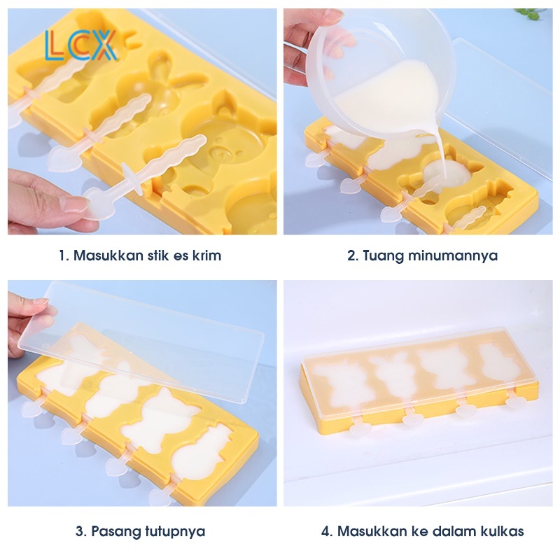 LCX Cetakan Ice Cream Silikon / Ice Cream Mold Es Loli DIY Lucu Unik Bunga Tray Cetakan Es Batu Ice VS-99