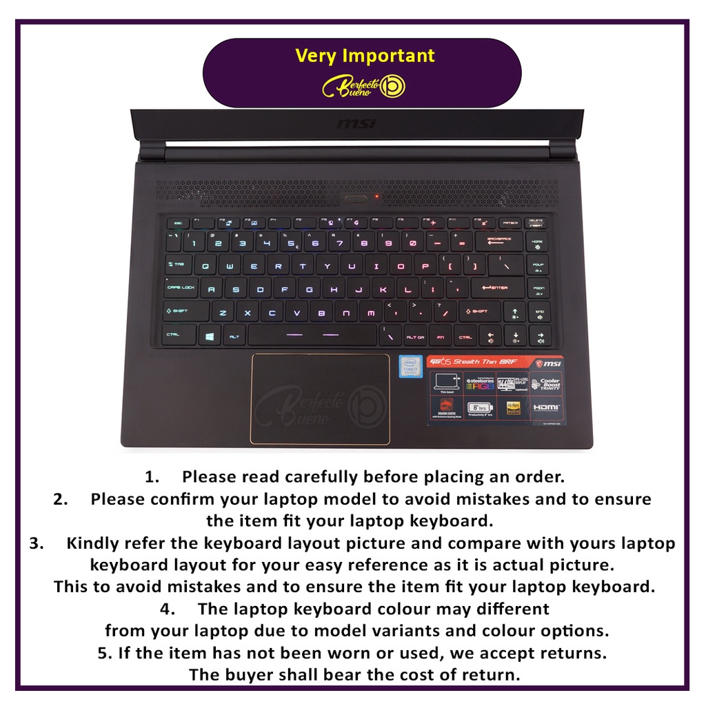 Pelindung Keyboard Bahan Silikon Untuk MSI GS65 GF63 GF65 P65 PS42 PS63