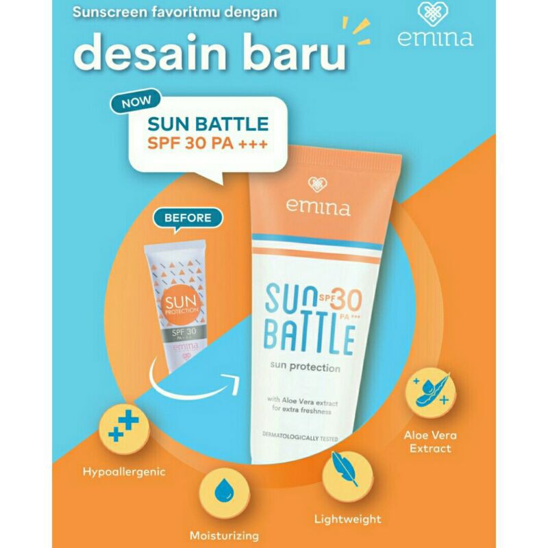 EMINA SUN PROTECTION SPF 30 PA+++ 60ML / EMINA SUN BATTLE SPF 45 PA+ / EMINA TONE UP CREAM