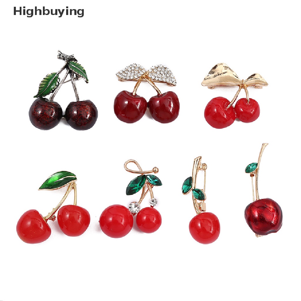 Hbid 1Pc Bros Pin Bentuk Buah Ceri Merah Untuk Aksesoris Wanita