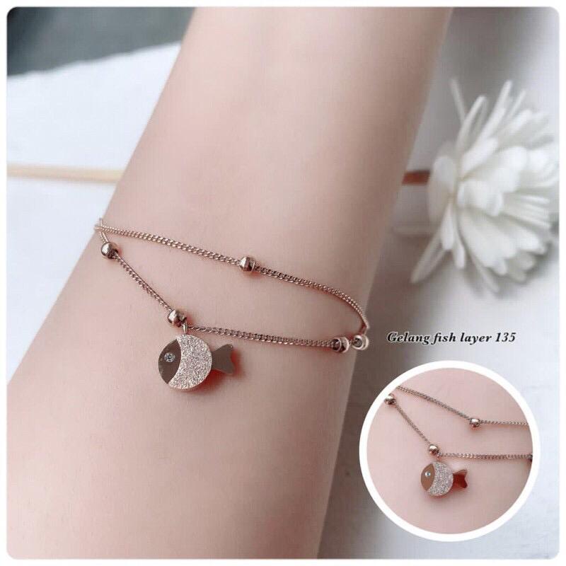 COD! gelang tangan titanium anti karat/ gelang fish layer import / gelang ikan 2 layer