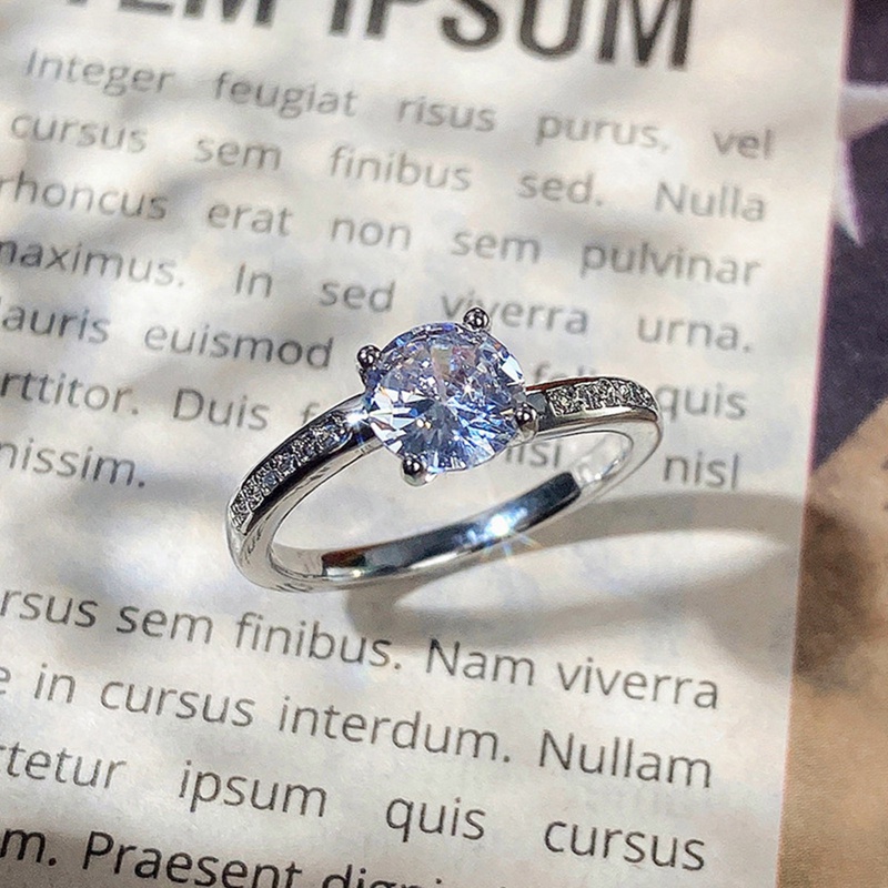 Cincin Lapis Silver Hias Kristal Kubik Zirconia Untuk Wanita