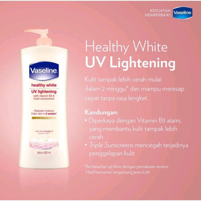 VASELINE Hand Body Lotion healthy Bright UV Extra Brightening 400 ml / Intensive Care Aloe Soothe 400 ml / Hand Body Vaseline