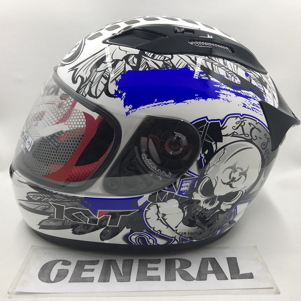 Helm KYT RC 7 RC SEVEN #13 White Black Blue Putih Hitam Biru Full Face