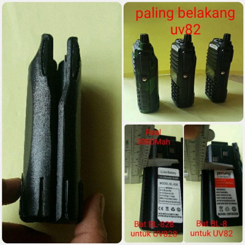 baterai / battery baofeng pofung uv828 / uv 82 3000mah Hitam