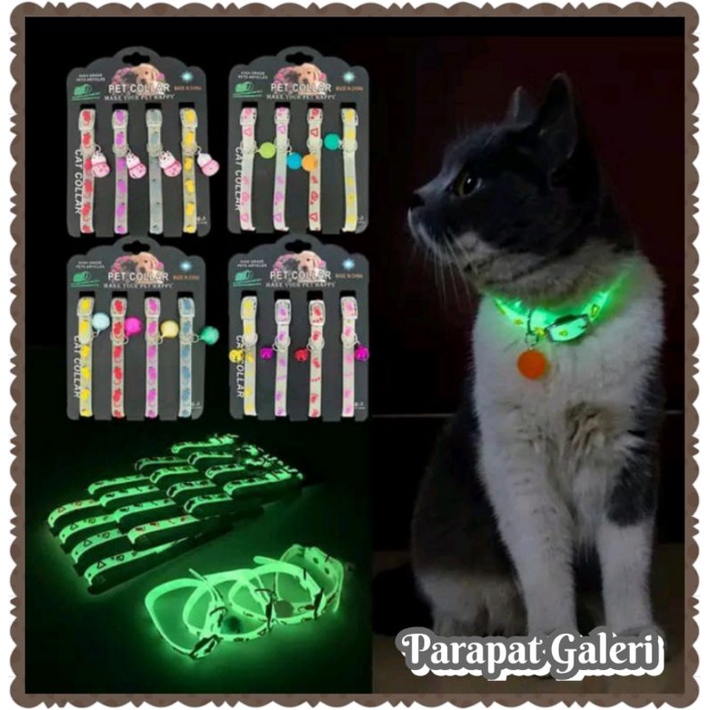 Kalung Kucing / kalung Anjing / kalung hewan Model Gesper Glow in the dark / kalung lucu