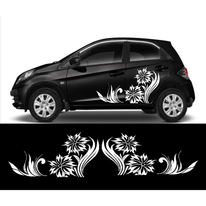 Stiker Body Samping Mobil Unik Lucu Cutting Sticker Flower Tribal