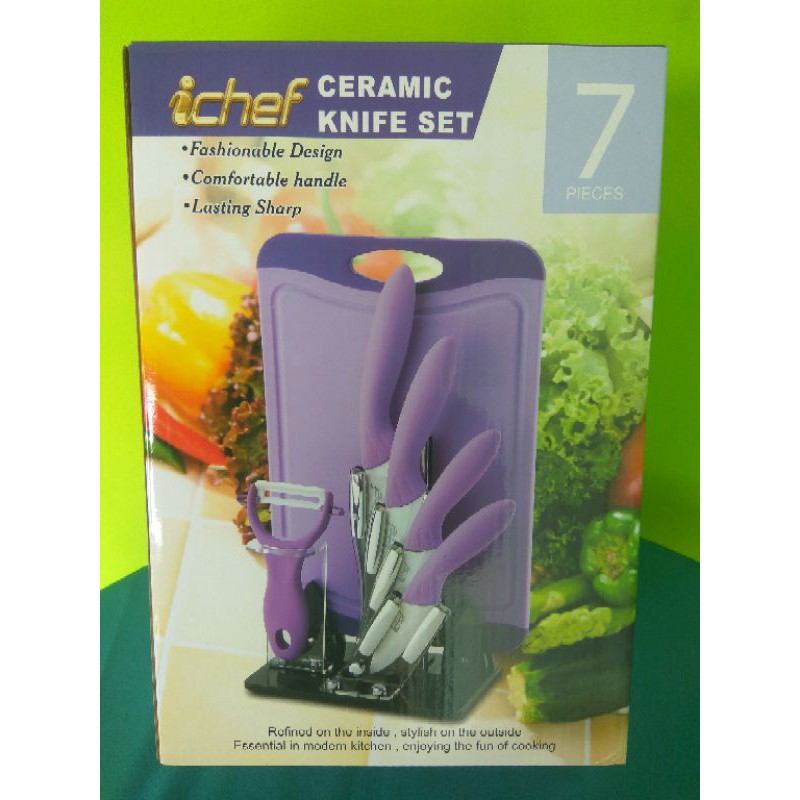 Pisau Set Ceramic Ungu 7in1 Ichef Ifa Cookware