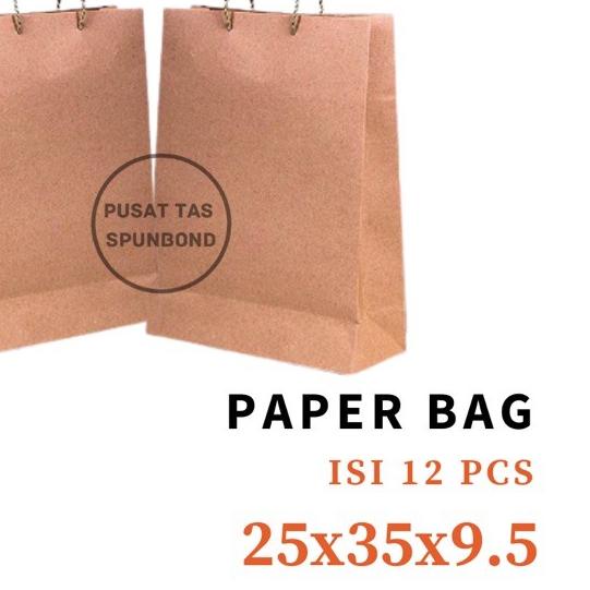 

۩ Paper Bag 25x35x9.5 - 1 PACK / Paper Bag Coklat / Paper Bag Kraft ✫