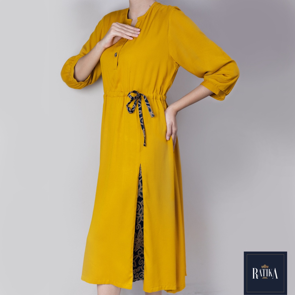 GAYATRI Midi Homedress by Ratika Indonesia - MUSTARD | dress batik | homedress batik | midi dress | 