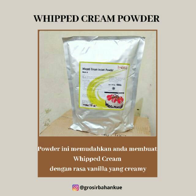 

Whipped Cream Instan Powder 1 Kg Bahan Whipped Cream Bubuk Berkualitas Rasa Neutral