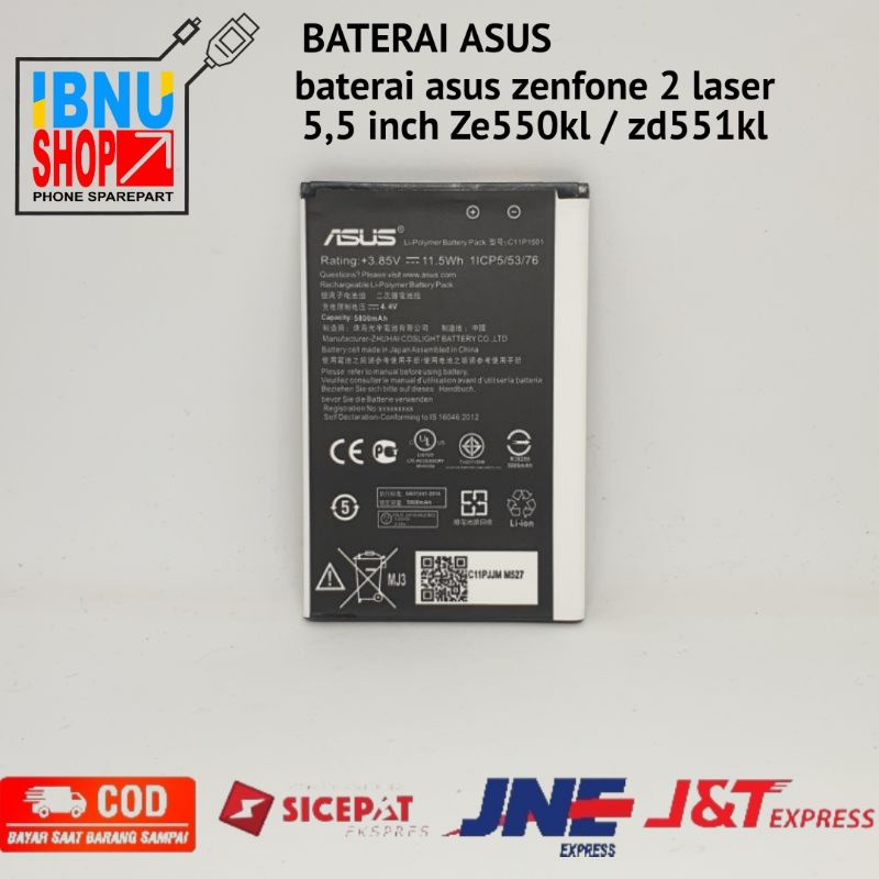 BATERAI BATTERY BATRE BATRAI ORI ASUS ZENFONE 2 LASER 5.5 ZE550KL C11P1501 SELFIE ZD551KL ZE601KL