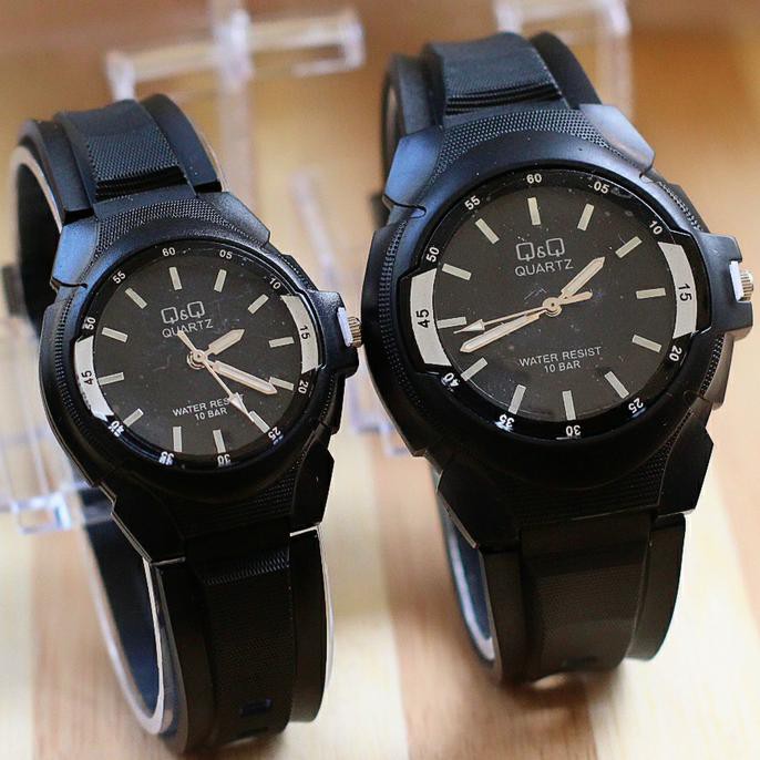 jam tangan couple qnq pria wanita / jtr 1152 hitam