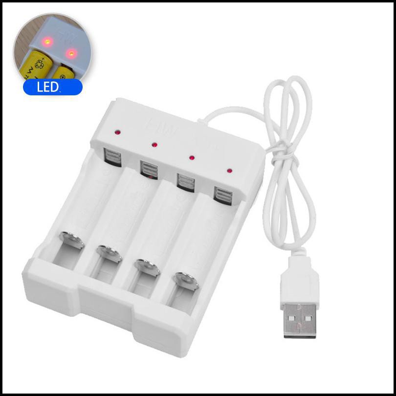 Hcqwbing Charger Baterai Usb Plug 4 Slot For Aa/Aaa H63 White Grab Medan