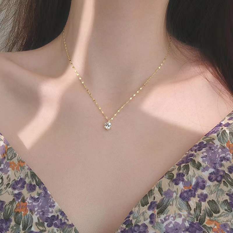 Korea Zircon Pendant Necklace Women Simple Fashion Clavicle Chain