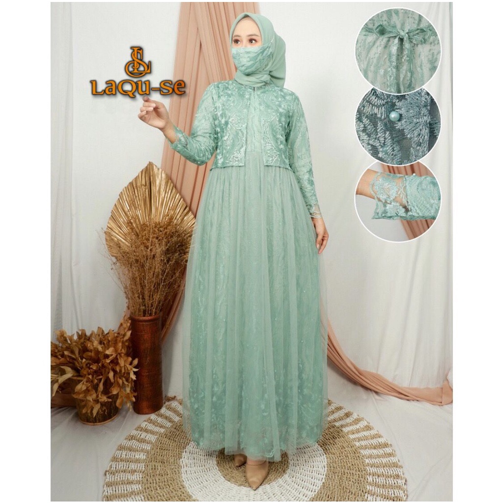 Gamis Dress Rompi Kebaya Bahan Tulle Model Kekinian Kualitas Premium By Laquse_kebaya2