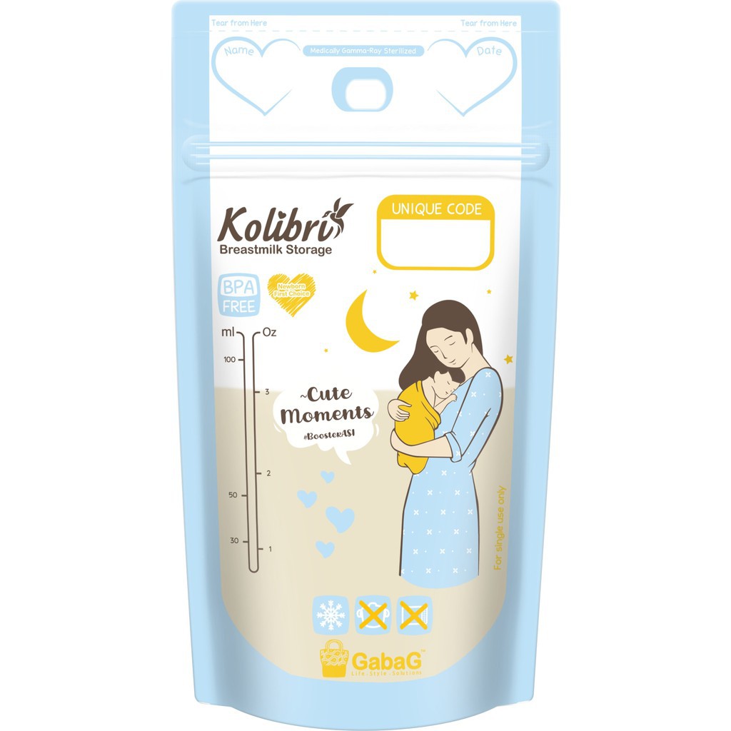 Gabag Kolibri Breast Milk Storage WFH(Work From Heart) 100ml Kantong ASI