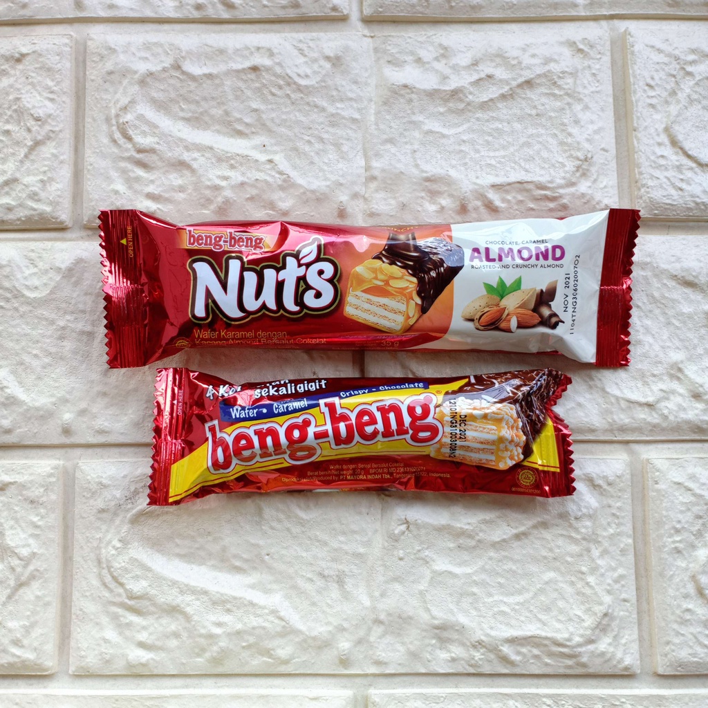 Beng Beng BengBeng Nuts Wafer Extra Karamel Caramel Kacang Almond Crispy Chocolate Coklat Cokelat 20gr 35g