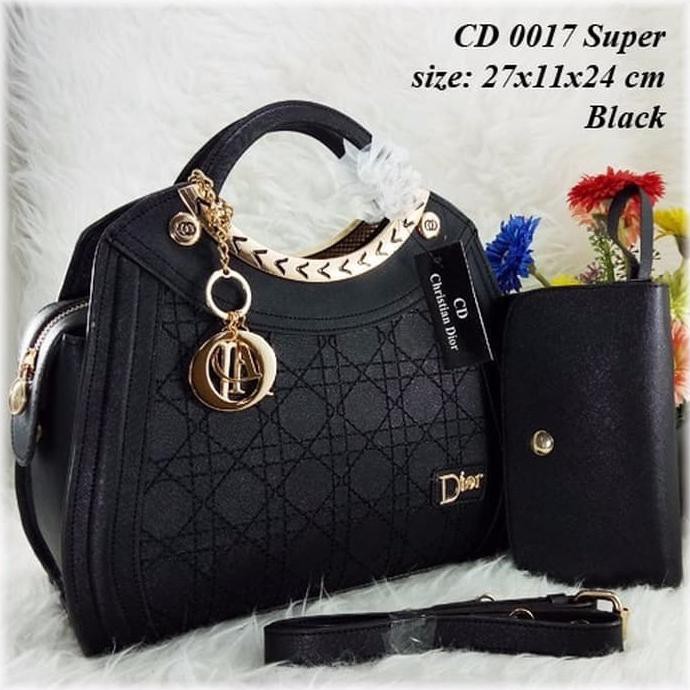promo tas hand bag wanita terbaru tas import branded cd 0017 super set - blue terbaru