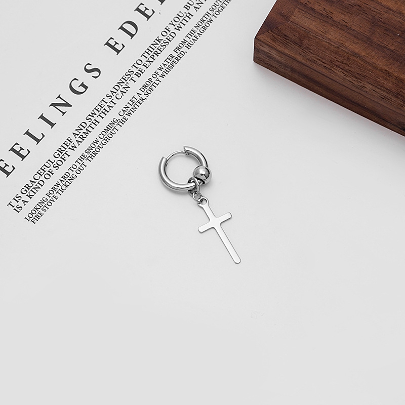 Jepang Dan Korea Selatan Gaya Hong Kong Kepribadian Lintas Bintang Stainless Steel Anting Berlian Rantai Anting Tulang Klip Anting Hip Hop-2