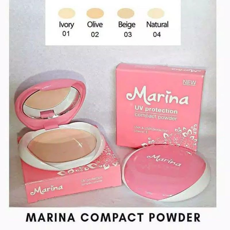 MARINA BEDAK PADAT COMPACT POWDER WITH UV A &amp; UV PROTECTION VITAMIN E