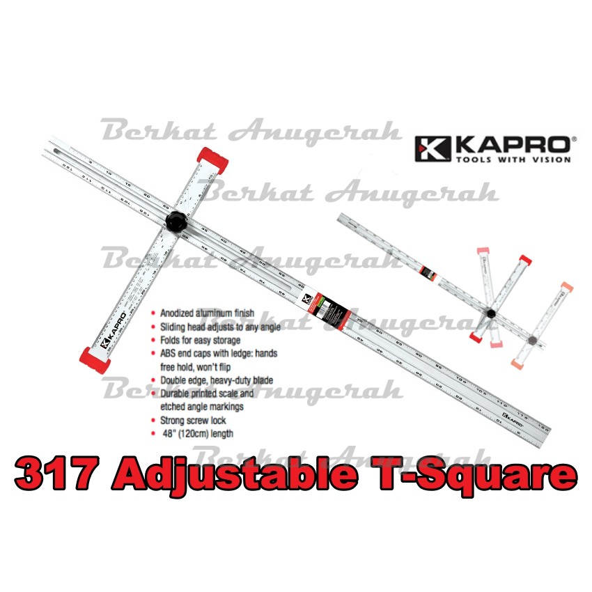 KAPRO 317 Adjustable T-Square Penggaris T Square Aluminium 48 Inch