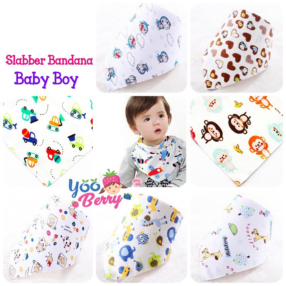 Berry Mart Slabber Bandana Celemek Makan Bayi Katun (3 pcs) Berry Mart