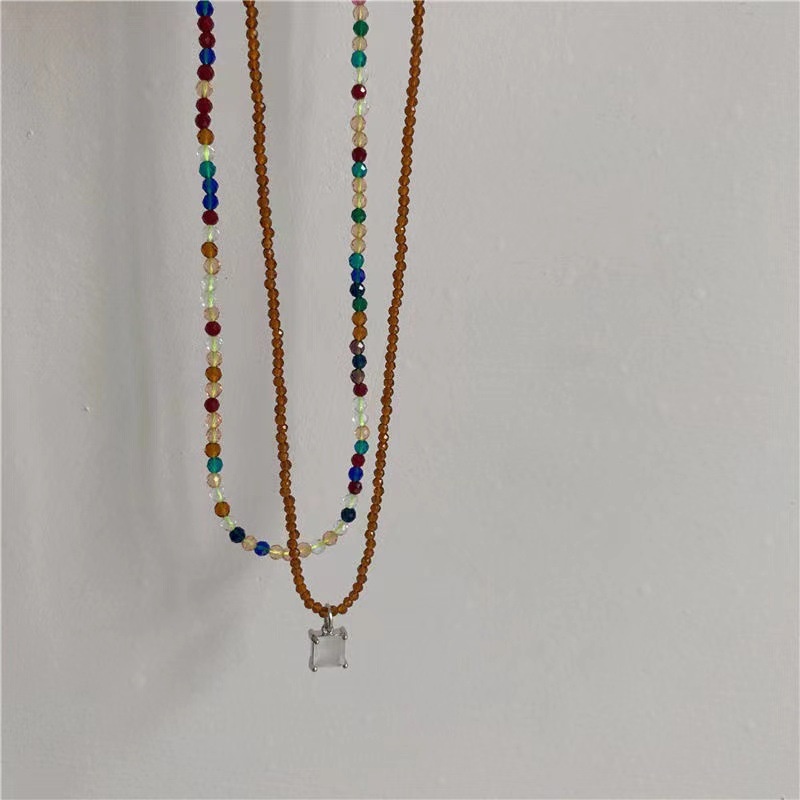 Kalung Manik-Manik Kristal Berlian Warna-Warni