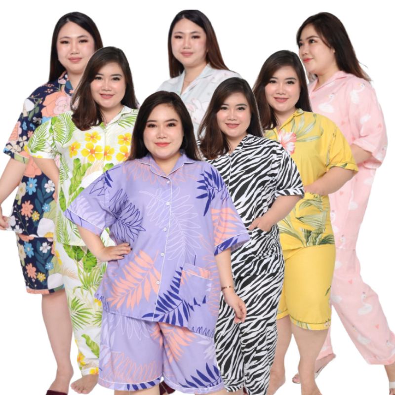 PIYAMA JUMBO XTRA BIG SIZE LD 150 BAJU TIDUR WANITA DEWASA PIAMA KATUN JEPANG KARAKTER