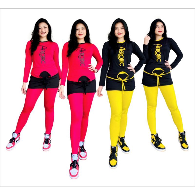 setelan olahraga rok/setelan aerobik terbaru /kaos olahraga