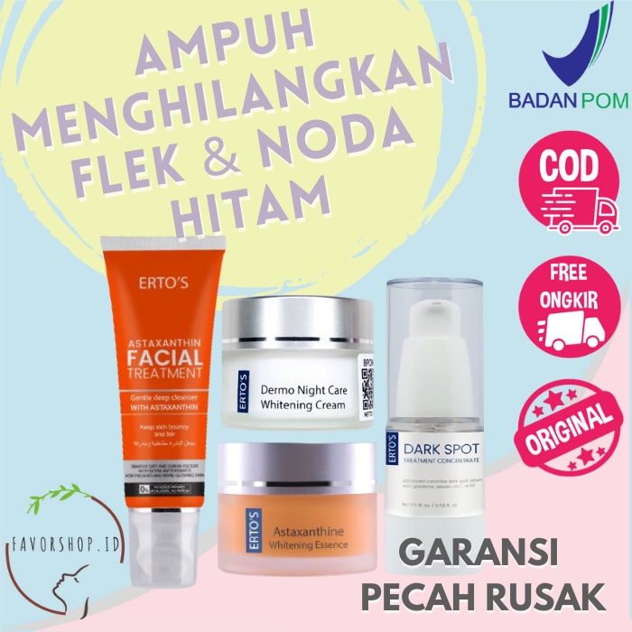 ORI Paket Ertos 4in1 Menghilangkan Flek Bintik Noda Hitam Skincare Kecantikan Perawatan Kulit Wajah 