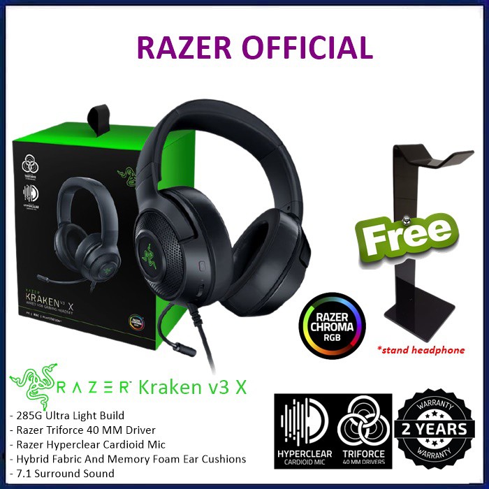 Razer Kraken V3 X Wired Usb Gaming Headset Headphone Kraken X V3 V3x Shopee Indonesia