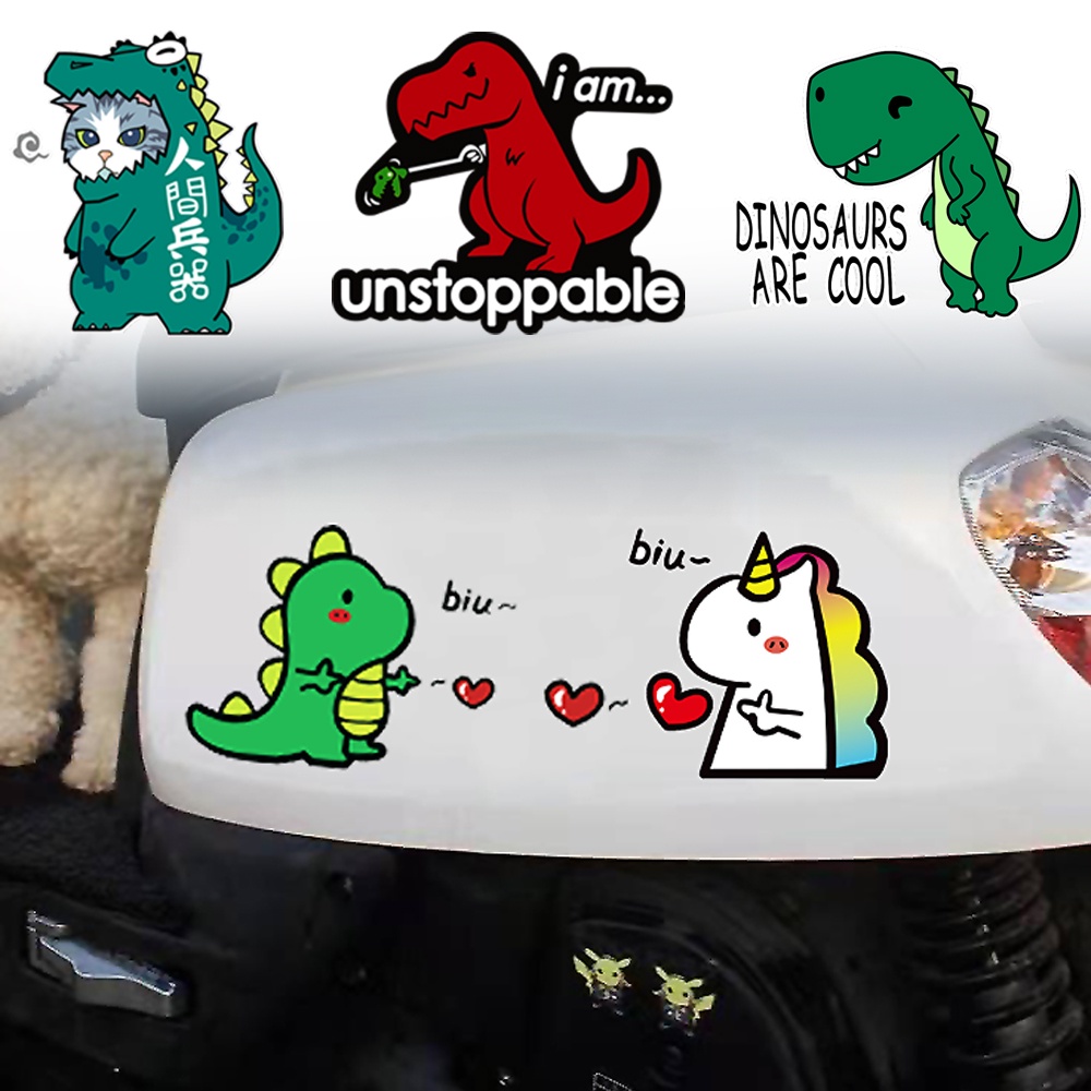 reflektif dinosaurus Mobil Stiker Imut Jepang Stiker Sepeda motor Dekorasi Stiker