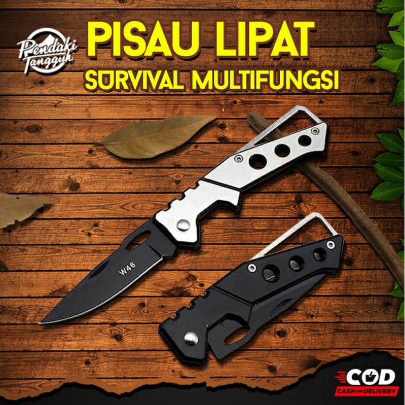 Pisau Lipat Survival Outdoor Pisau Lipat Gunung Alat Survival Gunung Multifungsi Perlengkapan Makan