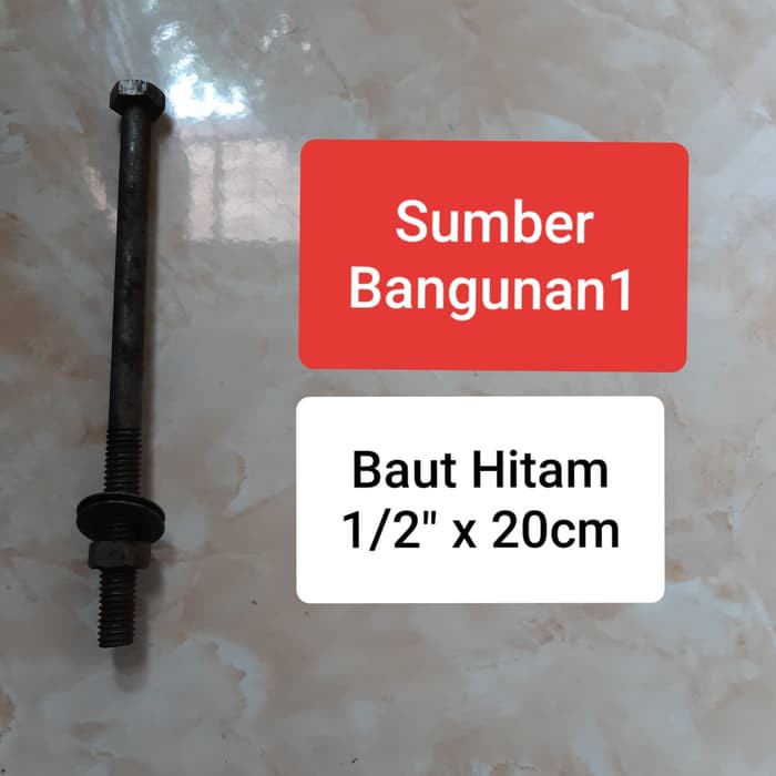 Baut hitam panjang 1/2" x 20cm baut kunci 19