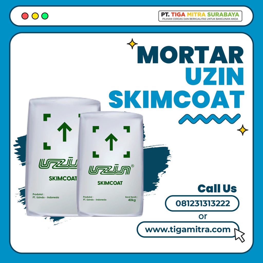 Semen Mortar Acian Putih Uzin Skim Coat