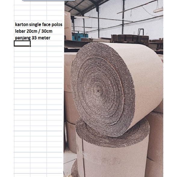 

Karton Lembaran Polos Single Face 1 ROLL Uk. Lebar 30 cm x 35 Meter