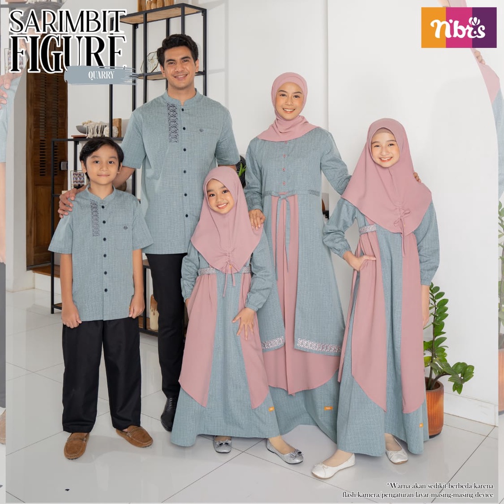 Jual BAJU COUPLE KELUARGA MUSLIM SARIMBIT NIBRAS LEBARAN 2022 FIGURE