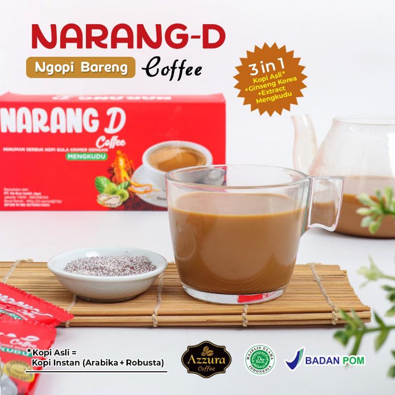 

AZZURA-NARANG-D COFFE|KOPI ASLI|GINGSENG KOREA|EXSTRACT MENGKUDU|AMAN UNTUK LAMBUNG|COFFE KESEHATAN|ISI 1BOX 20PCS