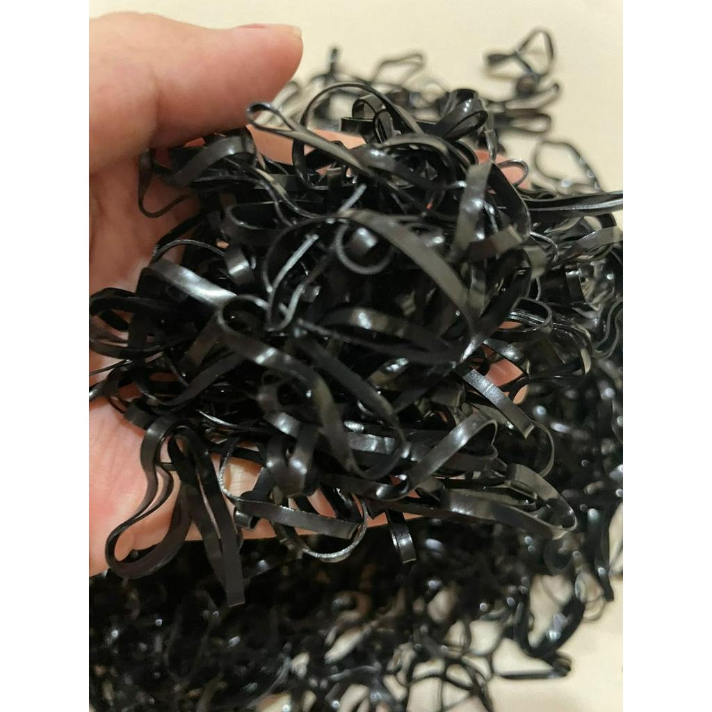 2000 PCS Karet Jepang /Karet Ikat Rambut / Karet Rambut Free pouch - Hitam