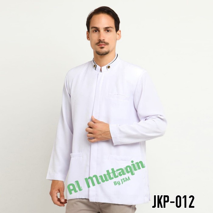 Jasko Jas Koko Putih Polos Baju Koko Muslim Lengan Panjang JIT 061