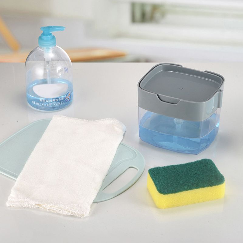 Dispenser Sabun Cuci Piring 2 In 1 Dengan Holder Spons Untuk Dapur