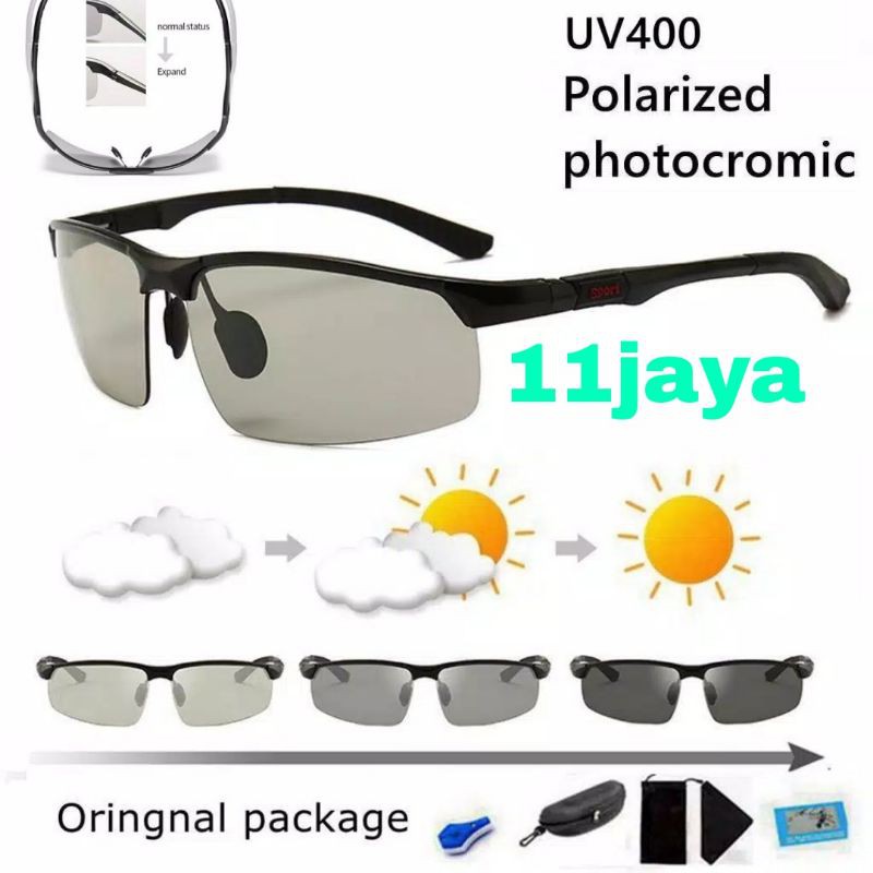 COD Kacamata Photocromic Sport Pria Anti UV 400 Polarized