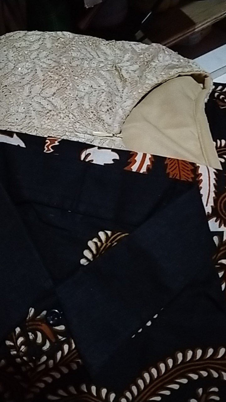 Zola_batik Batik Couple Gamis Brokat Lengan Pendek 2699 Lemah Teles