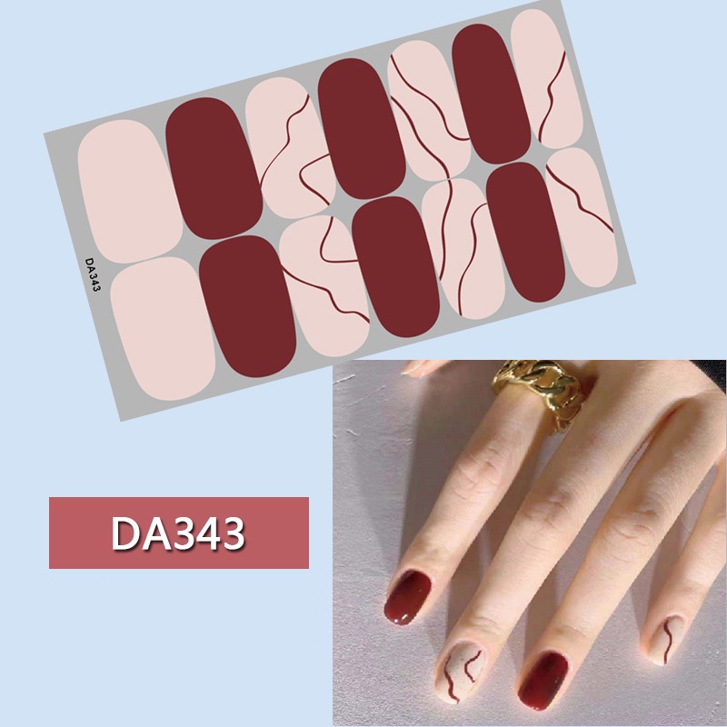 DA341-360 Finger DIY Nail Sticker Fashion 3D Bronzing Nail Sticker False Nails Art 14Pcs/sheet