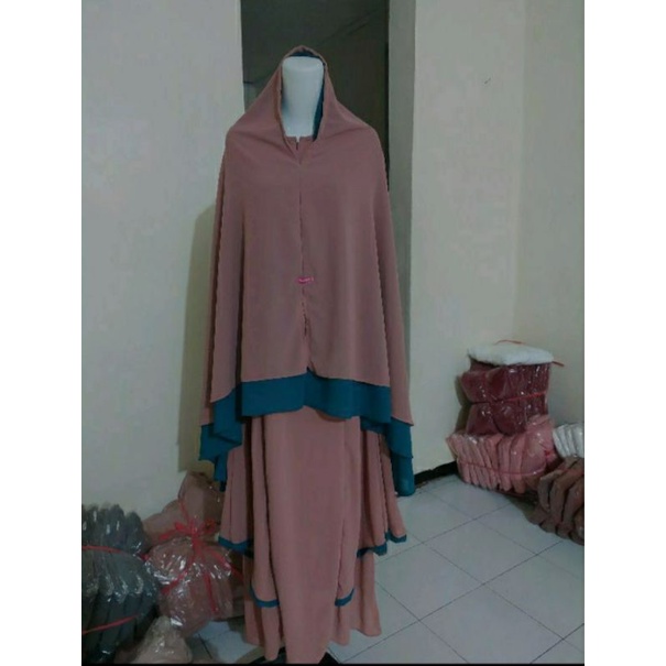 Gamis Syari Ceruty Mix Renda Depan dan Tangan | Gamis Syari Busui | Gamis Set Khimar Terbaru-7