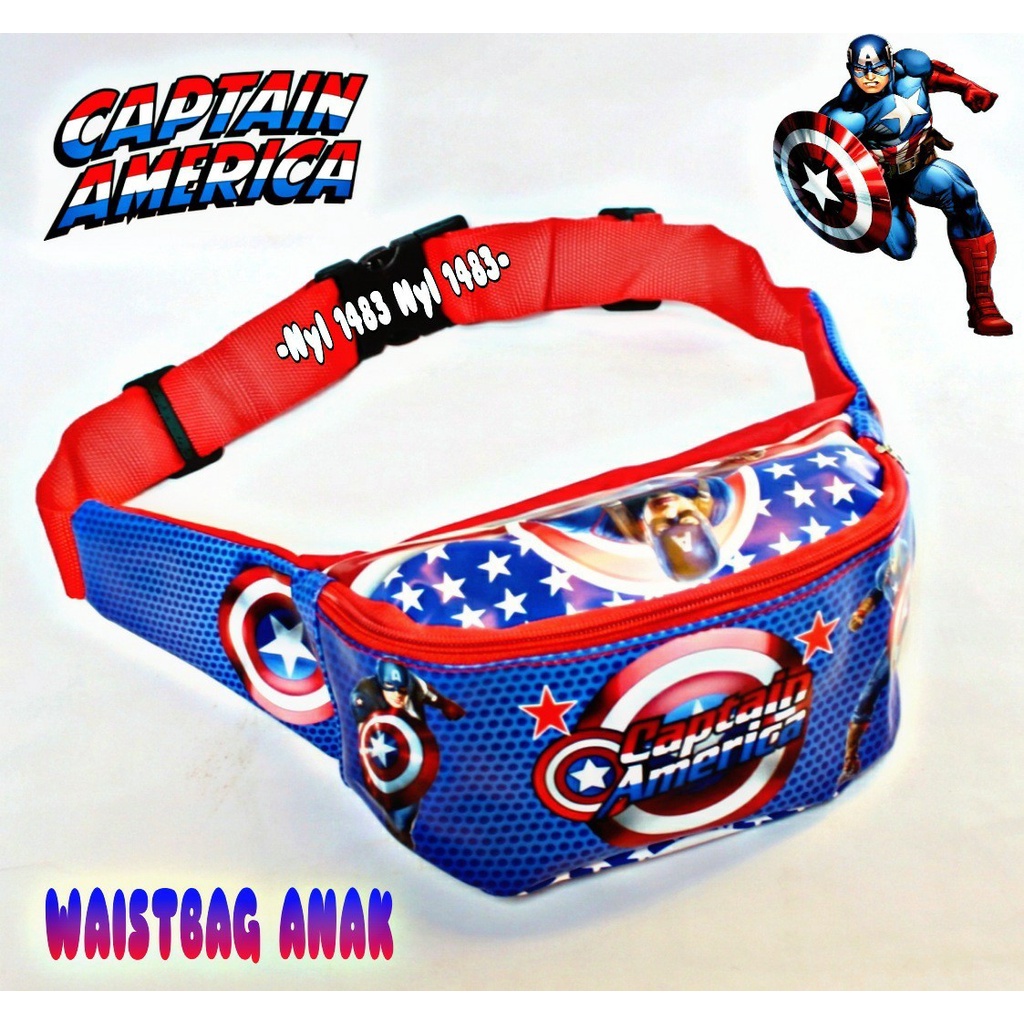 TAS PINGGANG ANAK MURAH SUPERHERO SPIDERMAN CAPTAIN BATMAN ULTRAMAN IRONMAN WAIST BAG ANAK TERMURAH