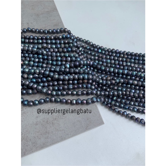 Mutiara Air Tawar Barok BLACK DIAMOND 6 x 10mm Bulat baroq pearl HITAM