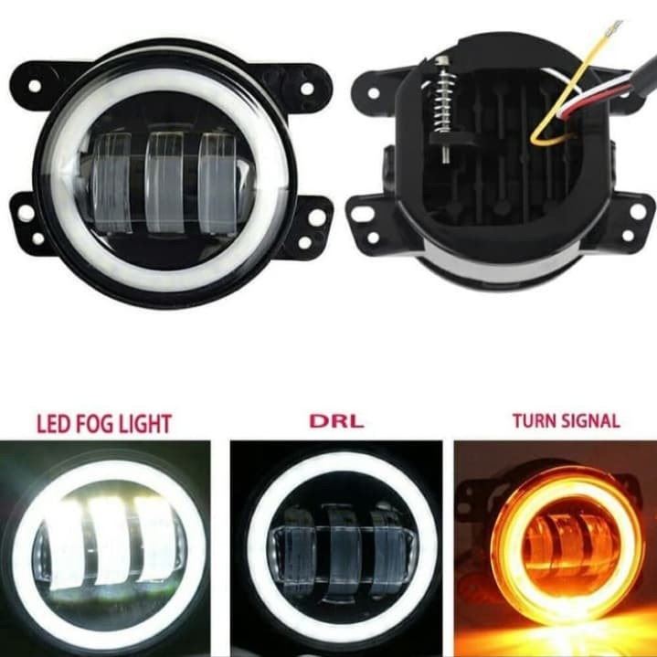 FOGLAMP LED MOBIL 4 INCH BULAT DAYMAKER RUBICON RING ANGELEYES 2 WARNA