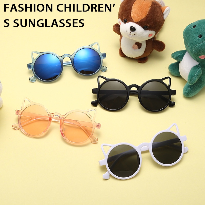 1 Pcs Mode Kacamata Hitam Anak Perempuan Anti Radiasi Telinga Kucing Untuk Wanita Dan Anak Sunglasses